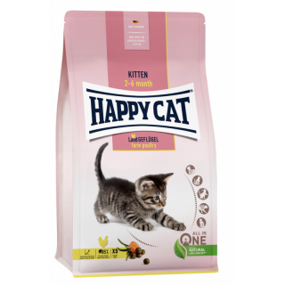 Сухой корм для котят в возрасте от 5 недель Happy Cat Kitten Land-Geflügel 37,5/21 (птица, лосось, без злаков)